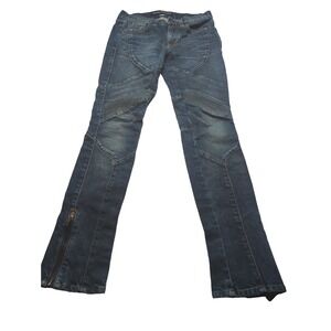 Ralph Lauren Black Label 888 Moto Biker Skinny Jeans Dark Indigo Blue Italy 28